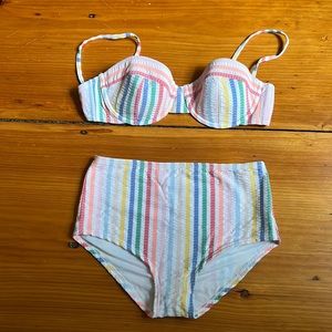 J crew seersucker bikini xs 32c